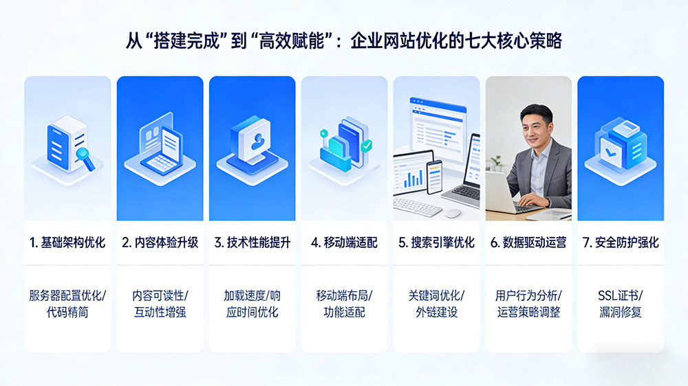 从“搭建完成”到“高效赋能”:湖州企业网站优化的七大核心策略 从“搭建完成”到“高效赋能”:湖州企业网站优化的七大核心策略